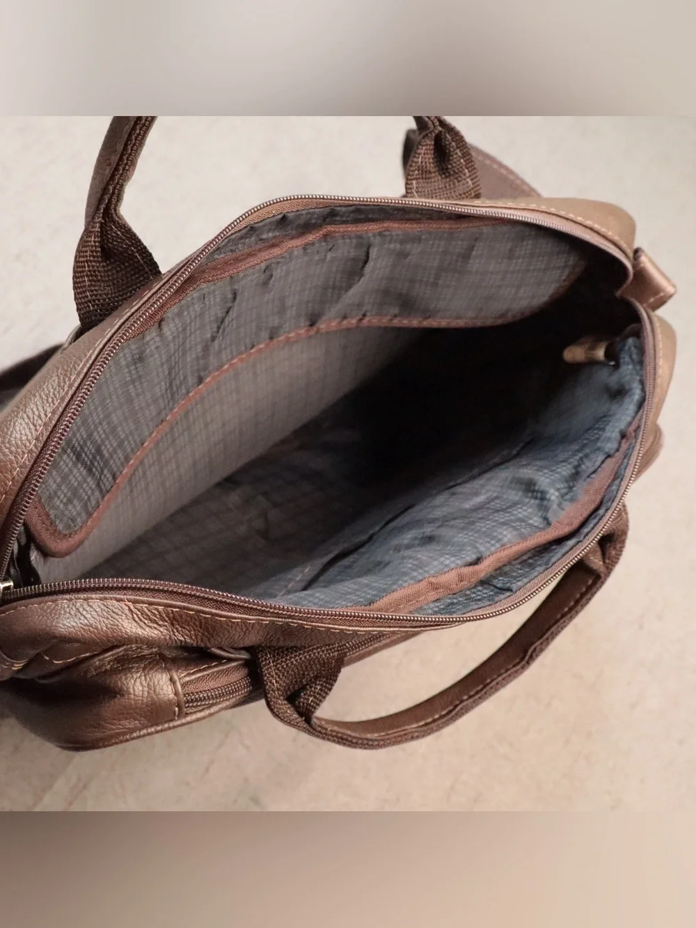 Bagaggio Brown Leather Convertible Laptop Briefcase Backpack Travel Bag⁠